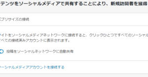 「パブリサイズの接続」という項目が表示されますので、「ソーシャルメディアアカウントを接続する」をクリック
